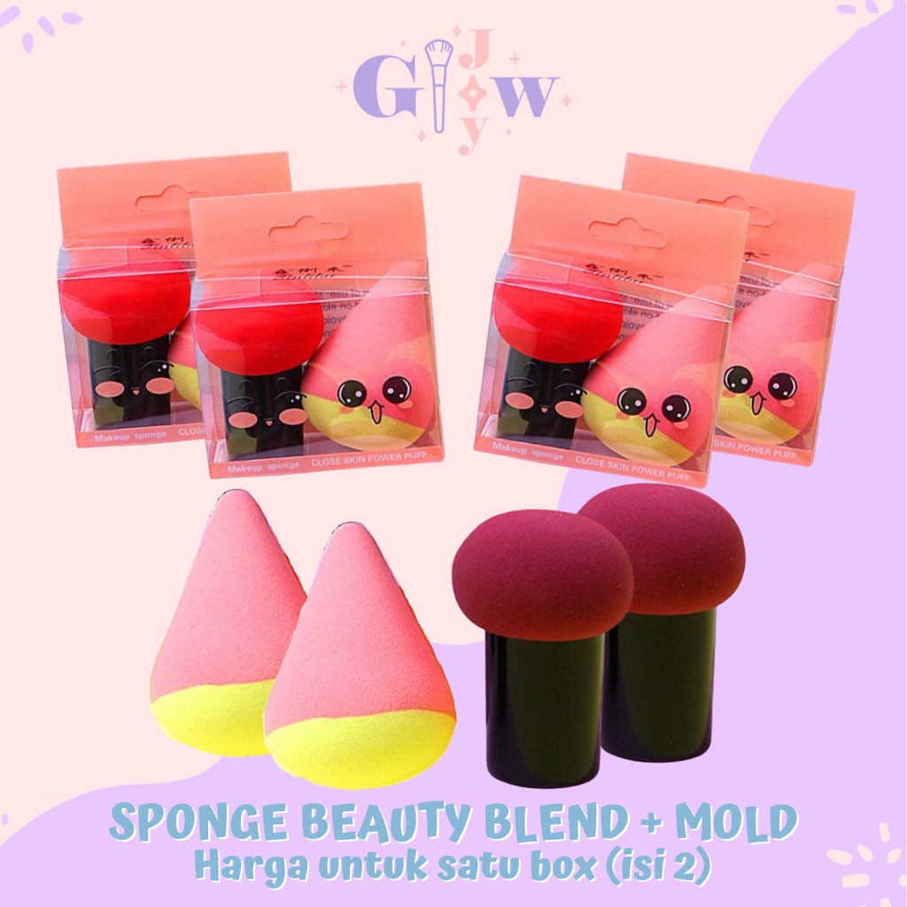 A61 BEAUTY BLEND + MOLD sponge make up kecantikan aksesories wajah applicator aplikator dandan murah viral termurah artist artis dandan bedak foundation concealer blender kecantikan pastel pink biru ungu orange peach kuning biru