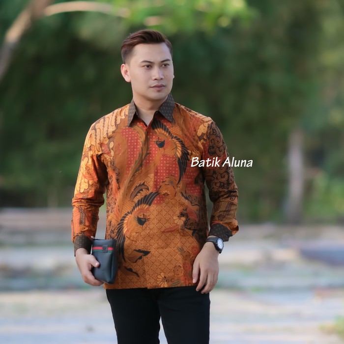 Atasan Batik Pria Lengan Panjang Baju Kemeja Batik Pria Lengan Panjang Premium Jumbo ASD 093