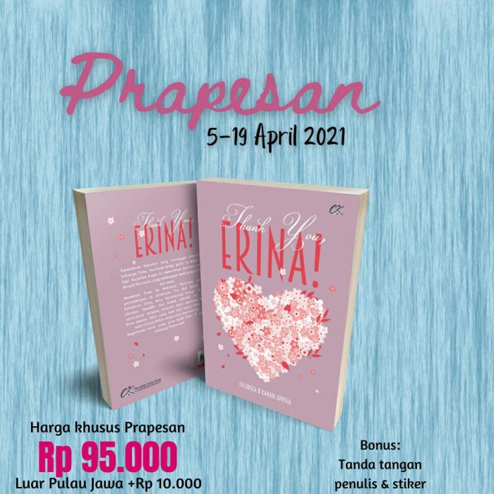 

PROMO!!! THANK YOU ERINA NOVEL TERBARU