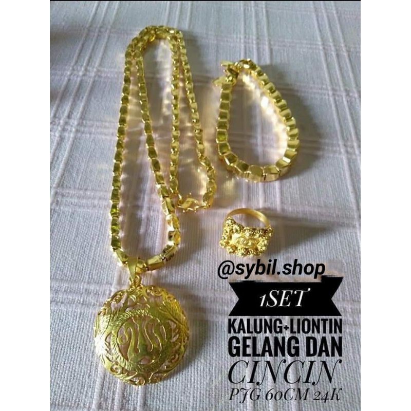 Set perhiasan padi  5 suku Lapis Emas 24k (Emas SEPUHAN)