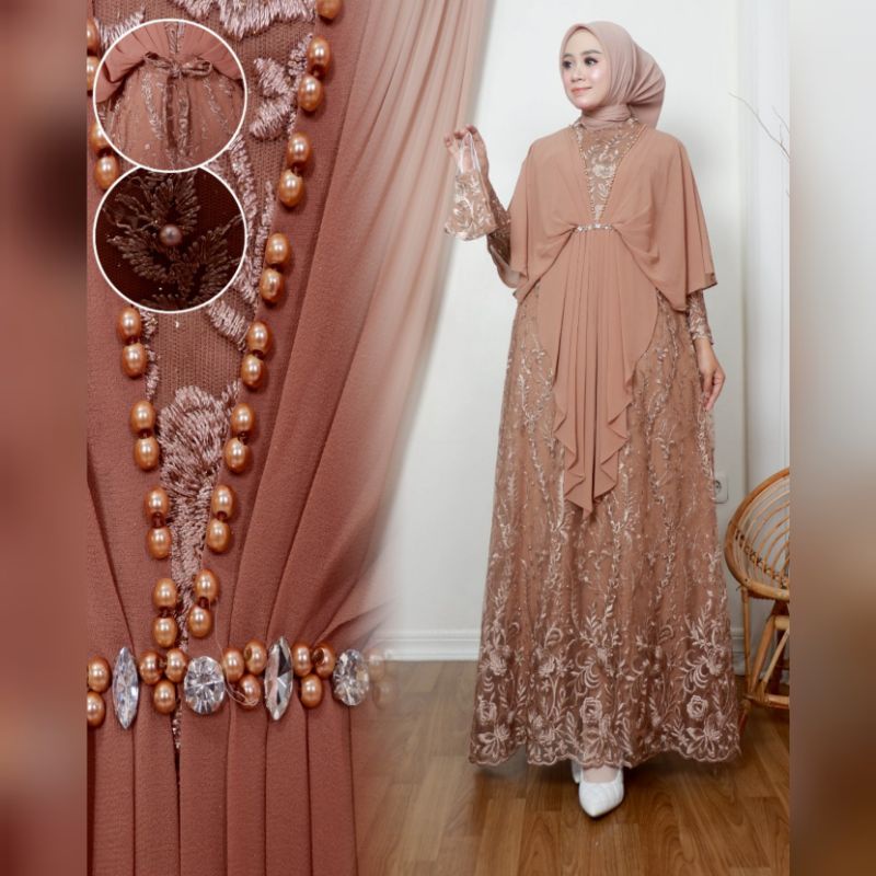 Permata Olshop / Gamis Khanza NK / Kebaya Modern / Gamis Brokat Kondangan / Kebaya Brukat Pesta Mewah