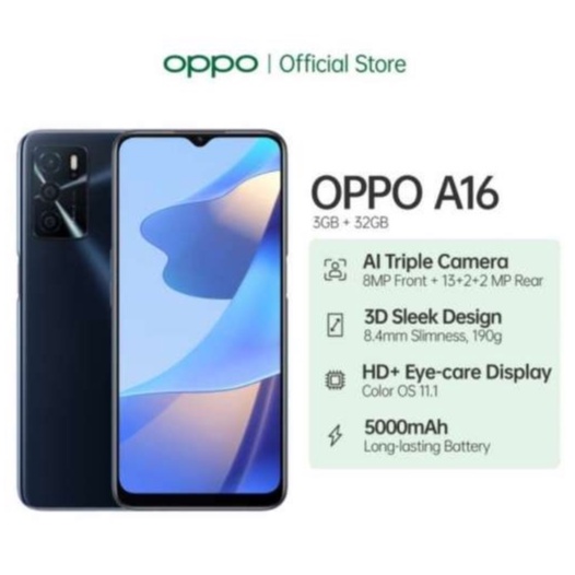 OPPO A16 3/32GB GARANSI RESMI