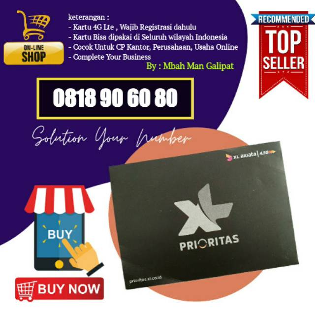 Nomor Cantik XL 10 digit seri puluhan