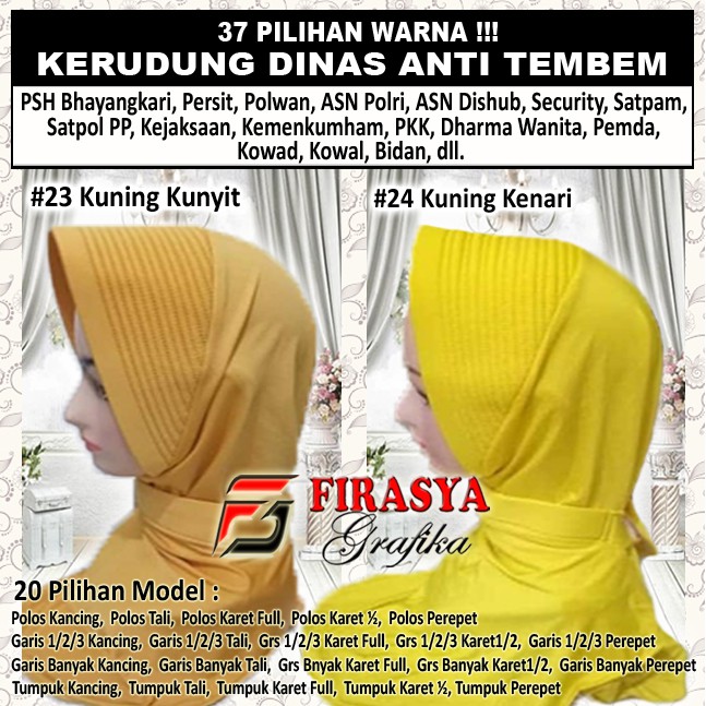 FGS - Jilbab Dinas pns ANTI TEMBEM kuning mustard/kuning kenari/pemda/dharma wanita
