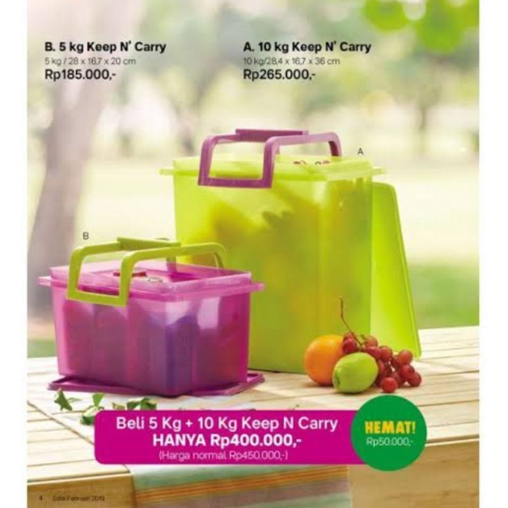 Keep N carry tupperware 5 / 10 kg / wadah piknik serbaguna tupperware