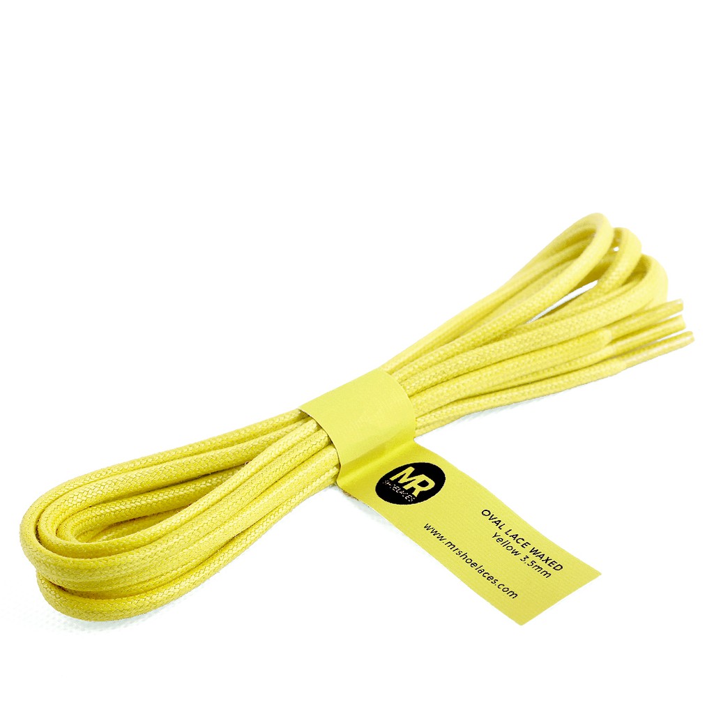 MR Shoelaces FC10 Kuning YELLOW Tali Sepatu Lilin Oval 3.5mm (Waxed Laces) 50cm 70cm 80cm 100cm 120cm 150cm 200cm - Premium Shoelace