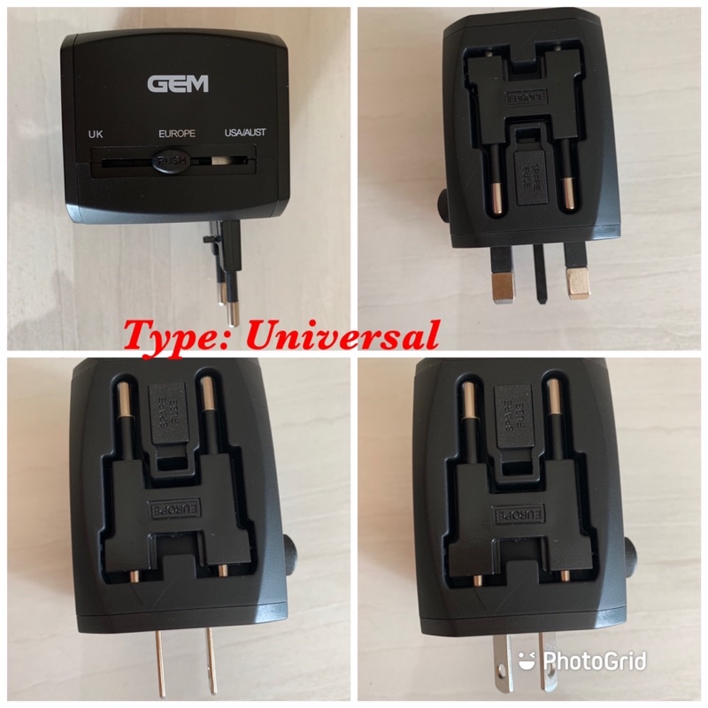 Universal Travel Adaptor/Adaptor Internasional/Adaptor Charger Plug/ Stop Kontak/ Colokan Listrik 2USB+1TYPE C
