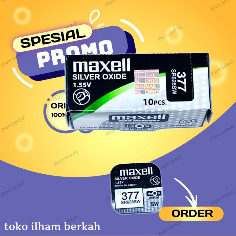 BATERAI MAXELL SR626SW ORIGINAL / BATRAI 377 SR626W LR626 LR66 AG4