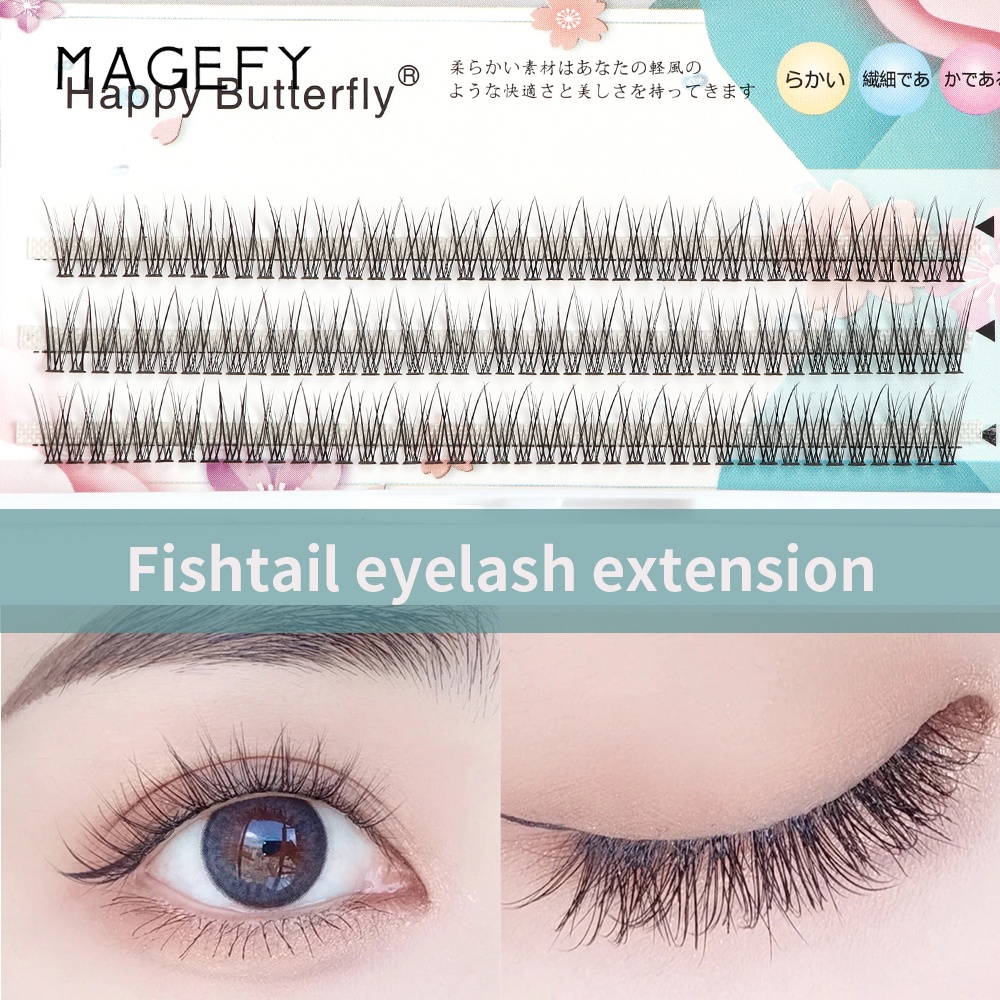 MAANGE Ekstensi Bulu Mata Palsu 10mm Fishtail Tersegmentasi Ringan Alami 7159