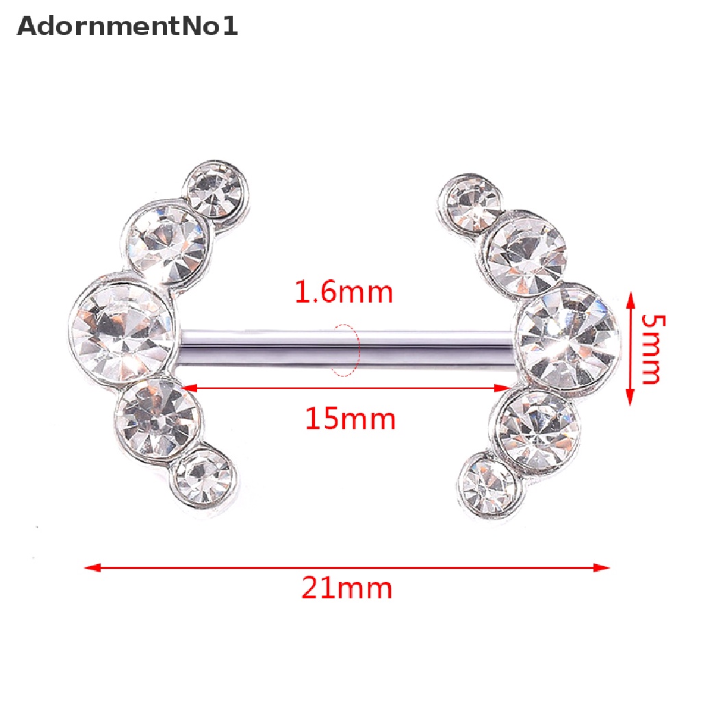 (AdornmentNo1) 2pcs / Set Anting Tindik Puting Aksen Kristal Bahan Stainless Steel Untuk Perhiasan Wanita