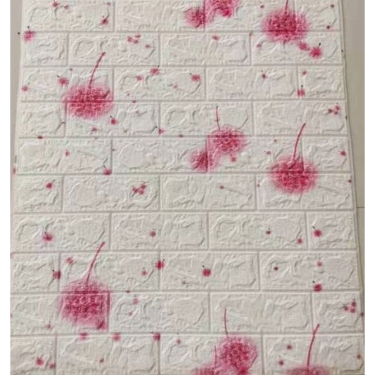 Wallpaper Dinding 3D Foam Batu Bata WallSticker Bintang WallSticker Kayu 70cm x 77cm.-MOTIF whitedandelion