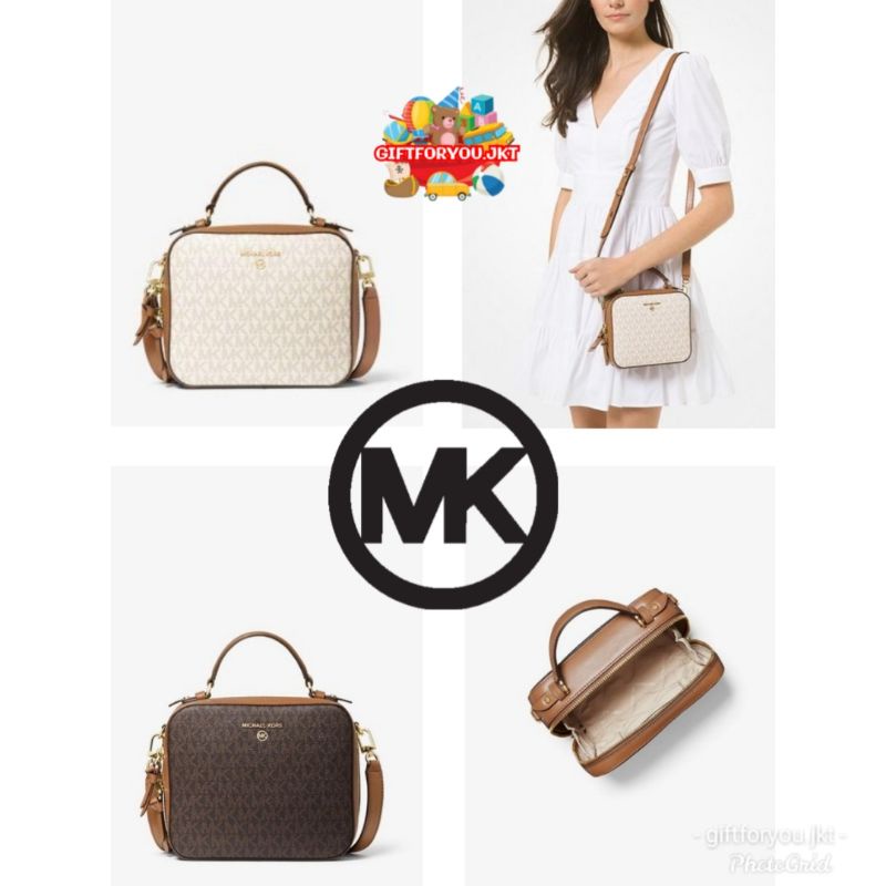 Michael Kors Jet Set Medium Logo Leather Crossbody Bag Tas Selempang Wanita Perempuan Premium Brande