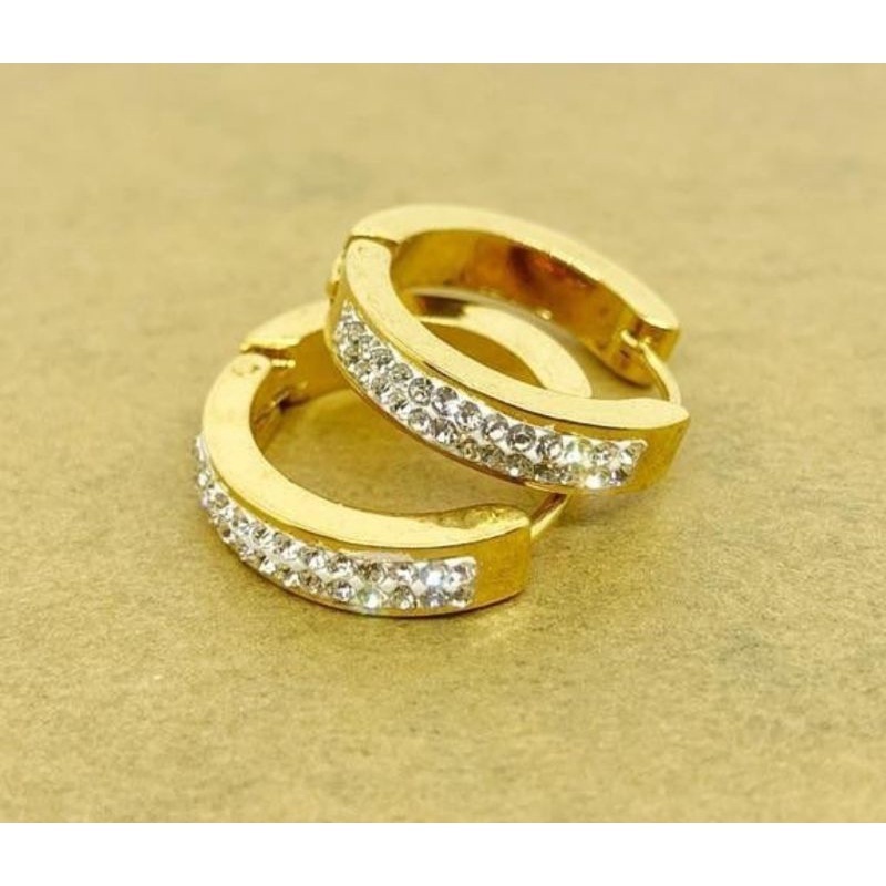 anting titanium perhiasan wanita pernata zircon