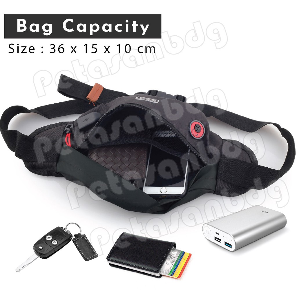 PTS - Tas Selempang Pria Laki Waist Bag Gear Bag 13109 PORT + FREE USB EXTENTIONS CABLE