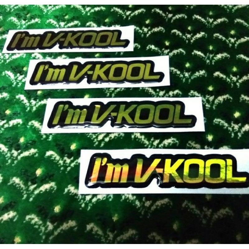 Sticker Mobil Timbul Im VKool V-Kool V Kool Warna Gold atau Emas Stiker Kaca Resin
