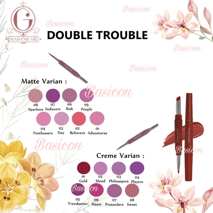 MADAME GIE DOUBLE TROUBLE CREME & MATTE - MAKE UP LIPSTICK 2 IN 1 MG - CREME 01