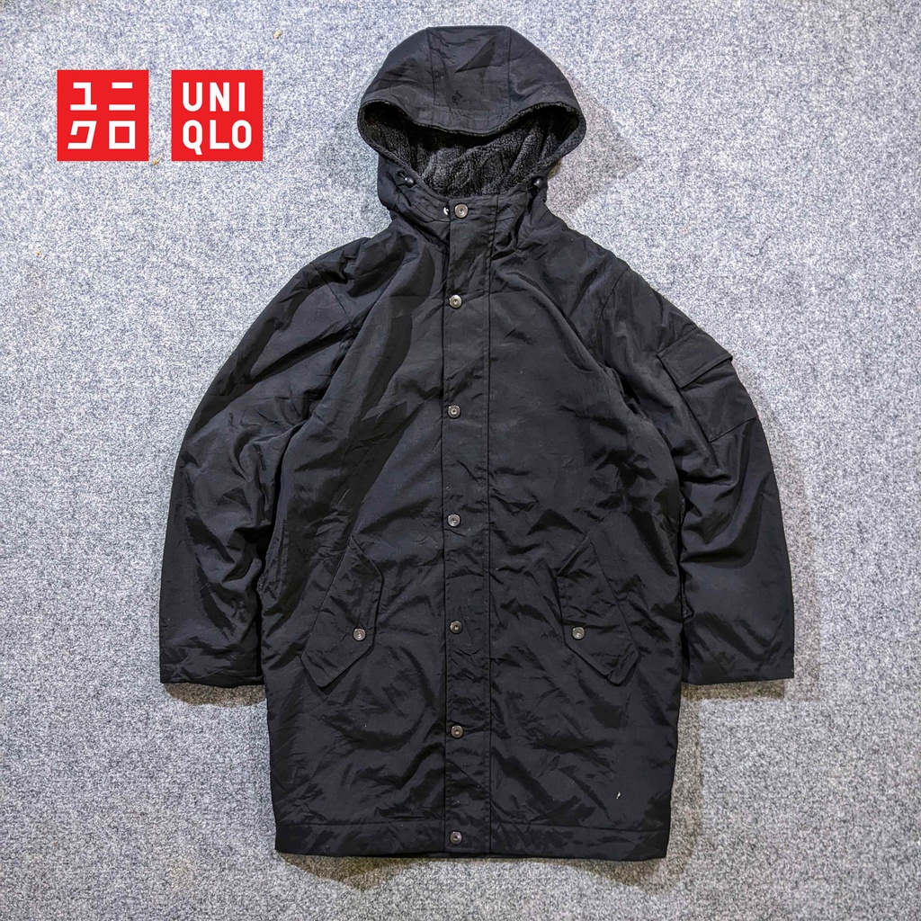 Uniqlo - Jaket Outdoor Parka Pria Hangat Tebal Saku Samping Winter Musim Dingin Second Bekas Origina