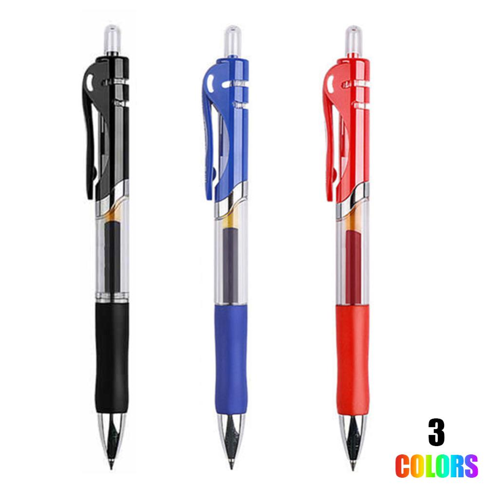 Timekey 5pcs / set Pulpen Gel 0.5mm Retractable Warna Hitam / Biru / Merah Kapasitas Besar Untuk Sekolah / Kantor B9W4