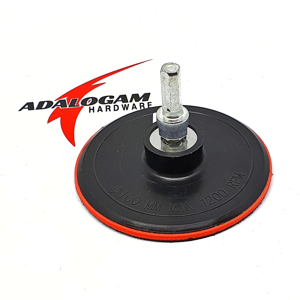 Tatakan Amplas Tipis 4 Inch Mesin Bor With Adaptor M10 Velcro Pad