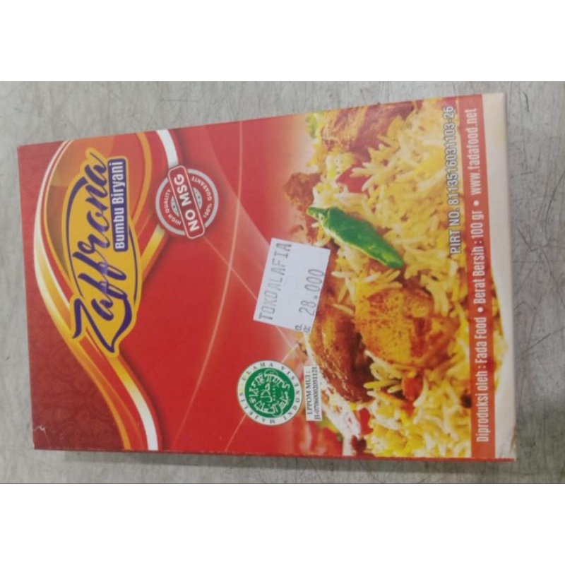 

Bumbu Biryani NON MSG Zaffrona 100gram