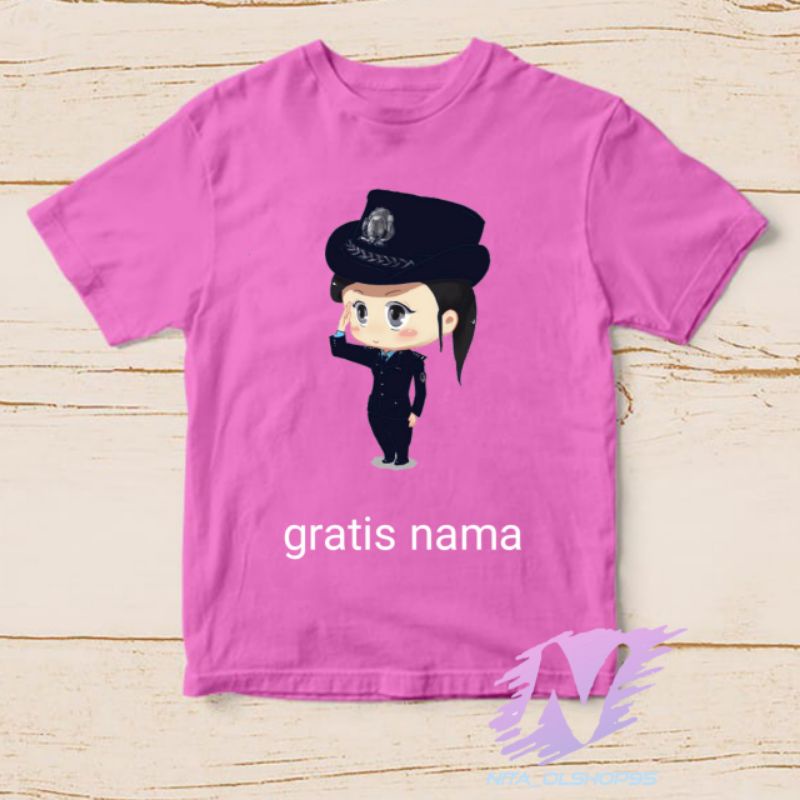 kaos anak animasi polisi perempuan gratis nama