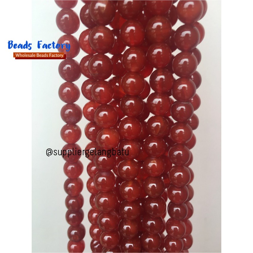 Red Agate manau merah red garnet natural glossy stone 10mm bahan gelang kalung