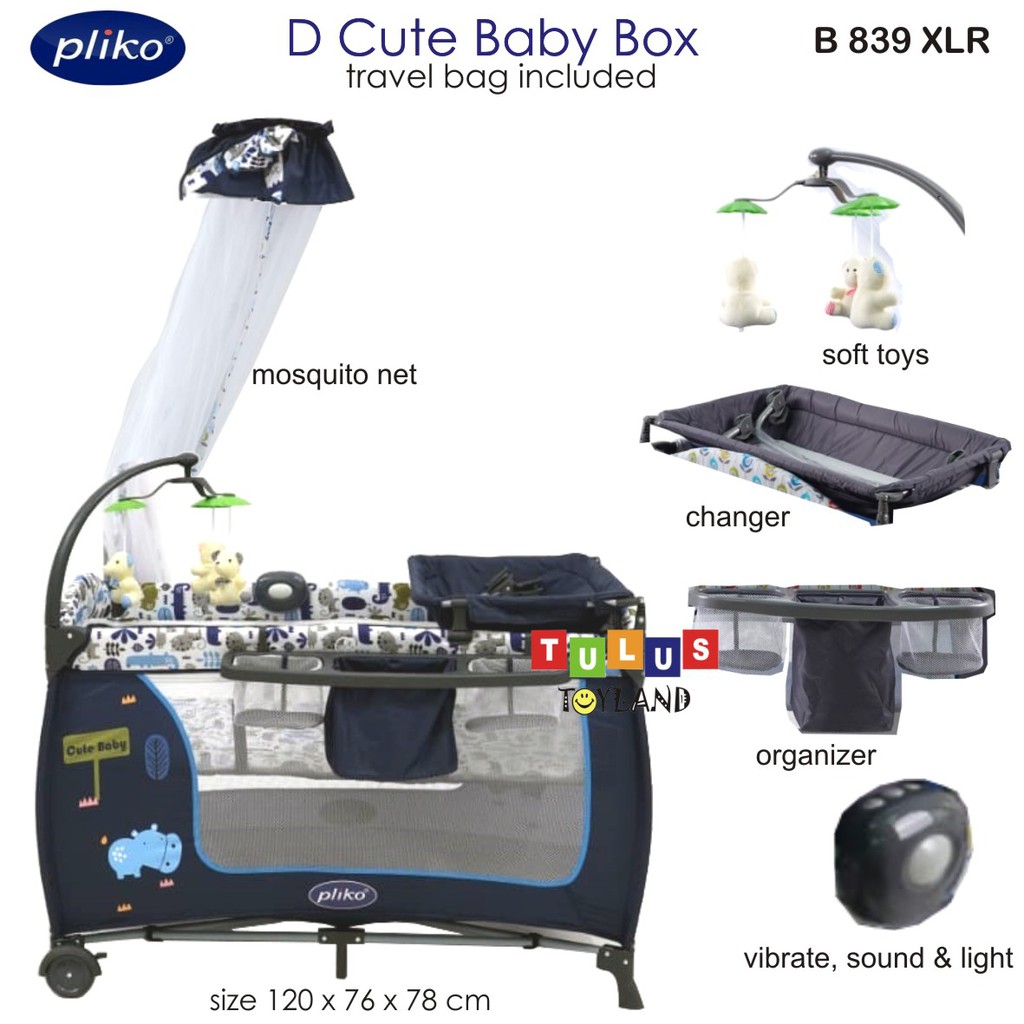 Box Bayi Pliko D Cute B 839 XLR baby elle rocking tempat tidur bayi ayunan modul elektronik ada tas