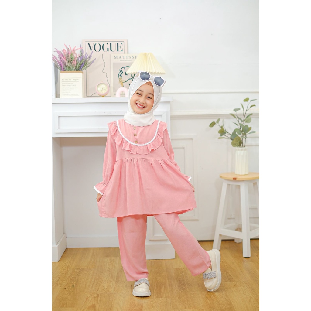 Set Kalisa Setelan Rayon Crinkle Anak Neeca Kiddos Size 2 4 6 8 10 Tahun