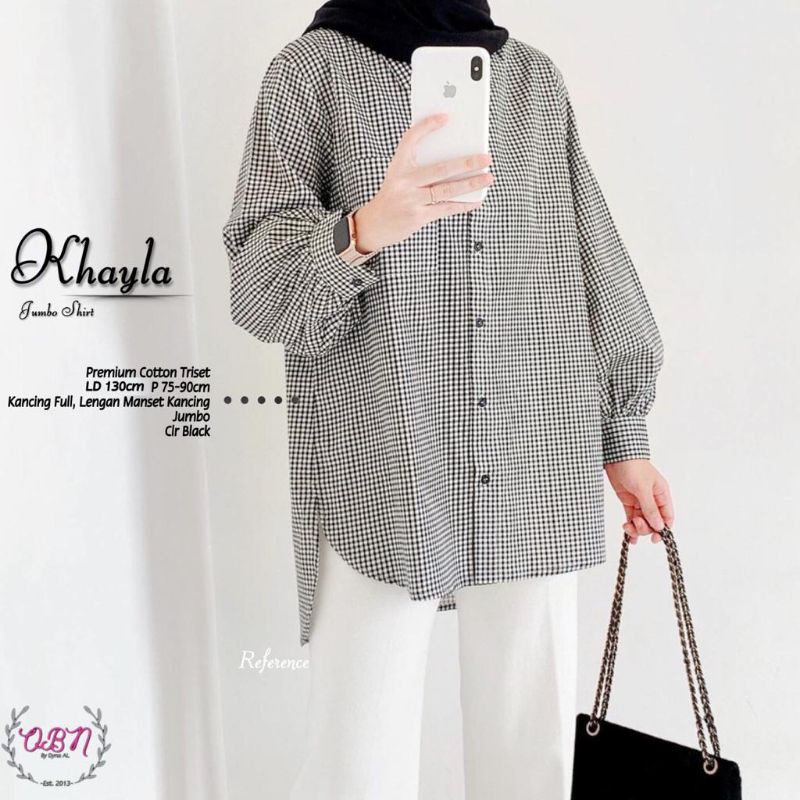 Kemeja Wanita Jumbo/Kemeja Jumbo/Kemeja wanita LD 130/Shirt Jumbo Wanita/Kemeja kotak-kotak wanita/S