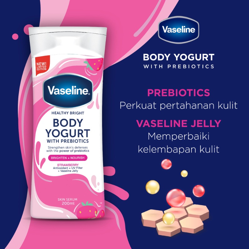 ❤ BEAUTY ❤ VASELINE Strawberry Body Yogurt with Prebiotics 200ml / Hand Body Lotion