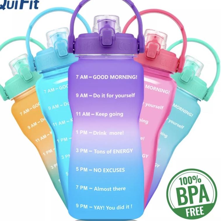 Quifit Original Botol Minum 2 Liter Motivasi Anti Bocor Tanpa Sedotan Botol Minum Raksasa 3K6