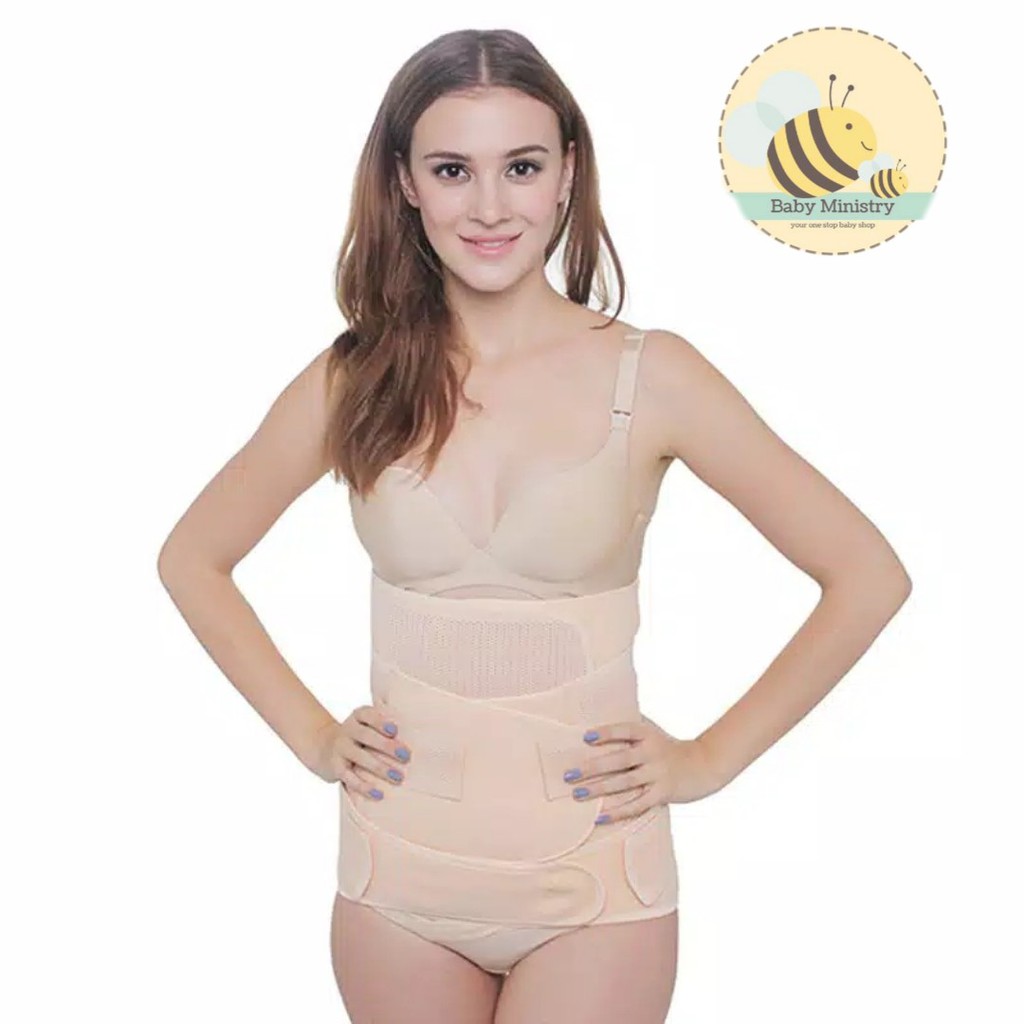 MOOIMOM 3in1 Postnatal Recovery Breathable Corset Pelangsing Pasca Melahirkan - Nude (M,L,XL,XXL)