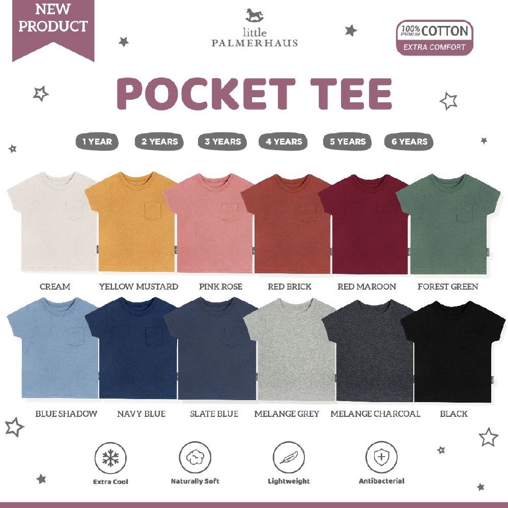 Little Palmerhaus - Pocket Tee Kaos Anak 1th-3th Katun Premium POCKET TEE PALMERHAUS - Little Terry Palmer