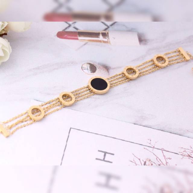 Gelang tangan rantai titanium asli korea Rose gold GRT-18