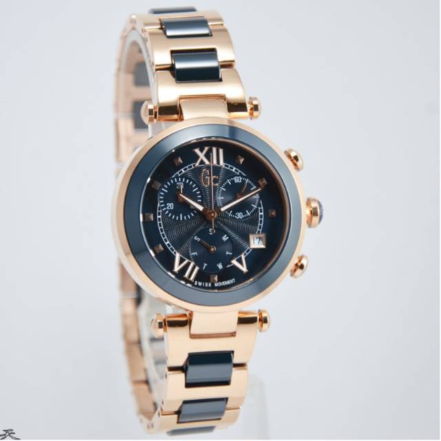 Jam Tangan Wanita Gc Y05009M7 Black Rosegold Rantai Original Swiss