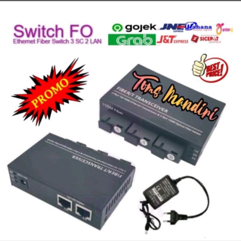 Switch Fiber Optic 3 FO 2 RJ45 Lqn Media Converteer 3 FO - 2LAN