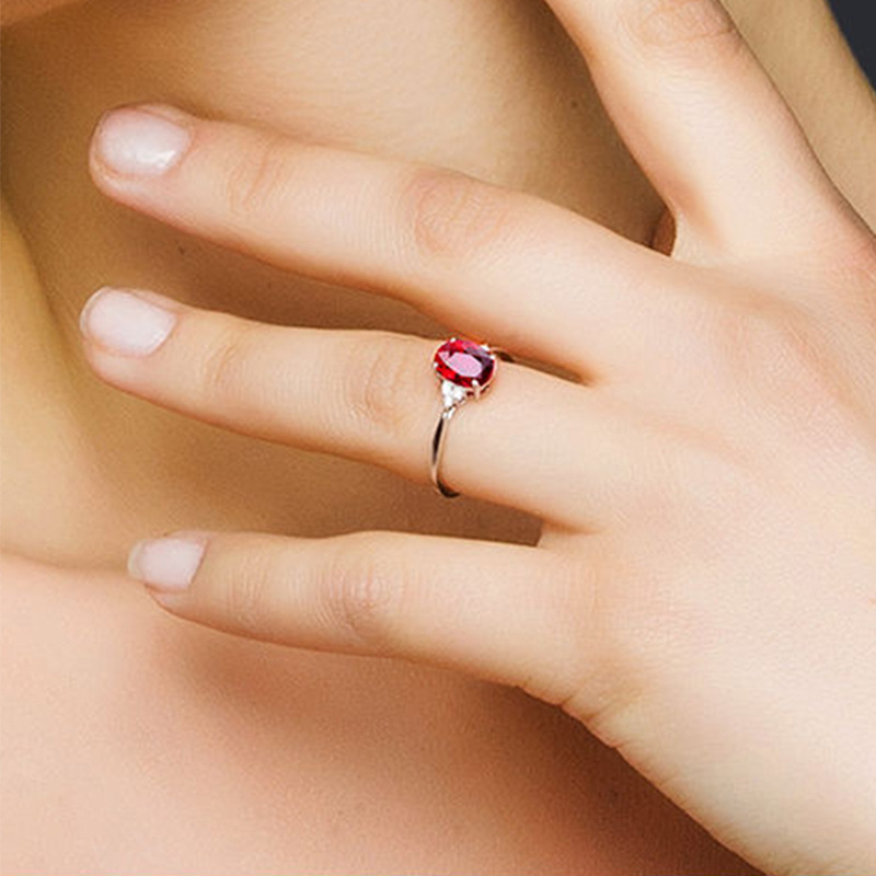 Cincin Ruby Inlaid Untuk Wanita