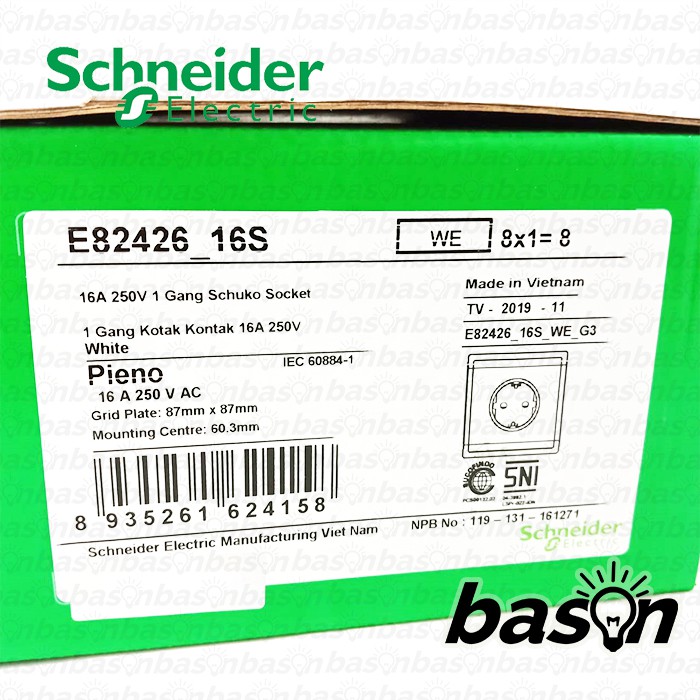 Schneider PIENO Schuko Socket - Stop Kontak 16A 250V CP