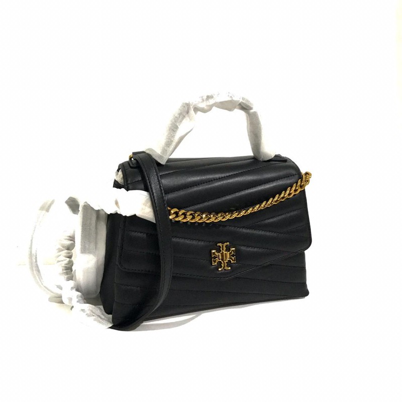 tas tory burch kira chevron top handle black