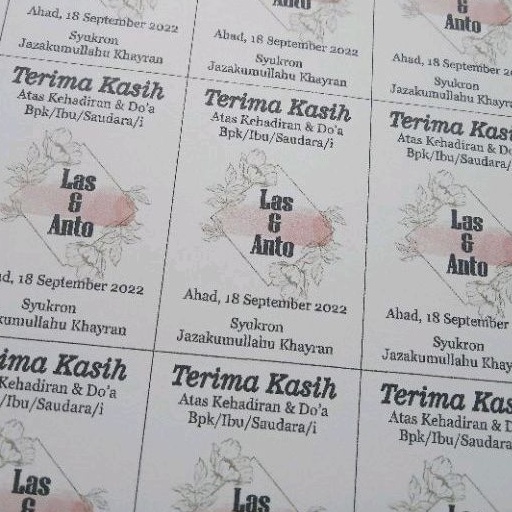 

KARTU UCAPAN TERIMA KASIH/THANKS CARD/KARTU SOUVENIR (OLSHOP,PERNIKAHAN,KHITANAN,AQIQAH,MARHABAH)