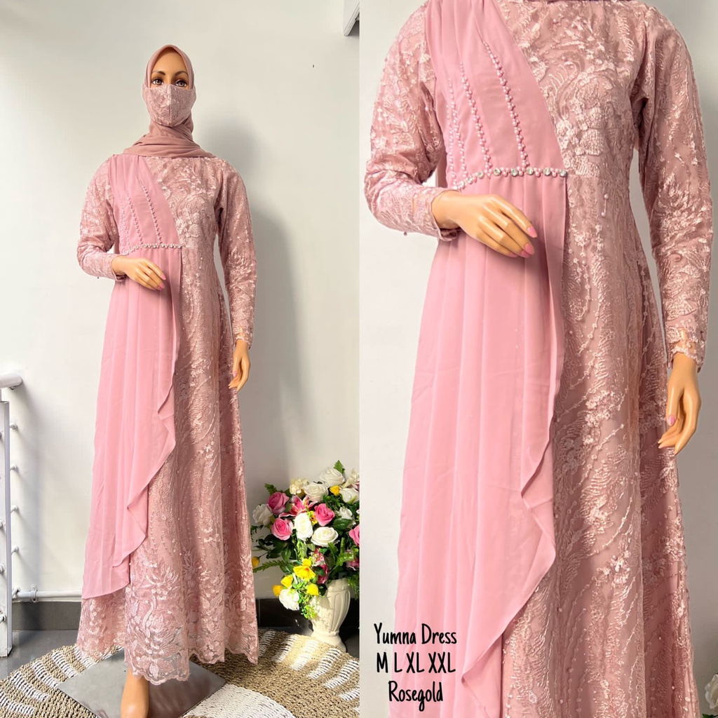 Gamis Yumna Dress Payet Slendang Premium || [COD] Bayar di Tempat || Gamis Wisuda Remaja Terbaru || Terlaris Gamis Pesta Tille Tuton Premium || Gamis Seragam Pesta Modern 2022