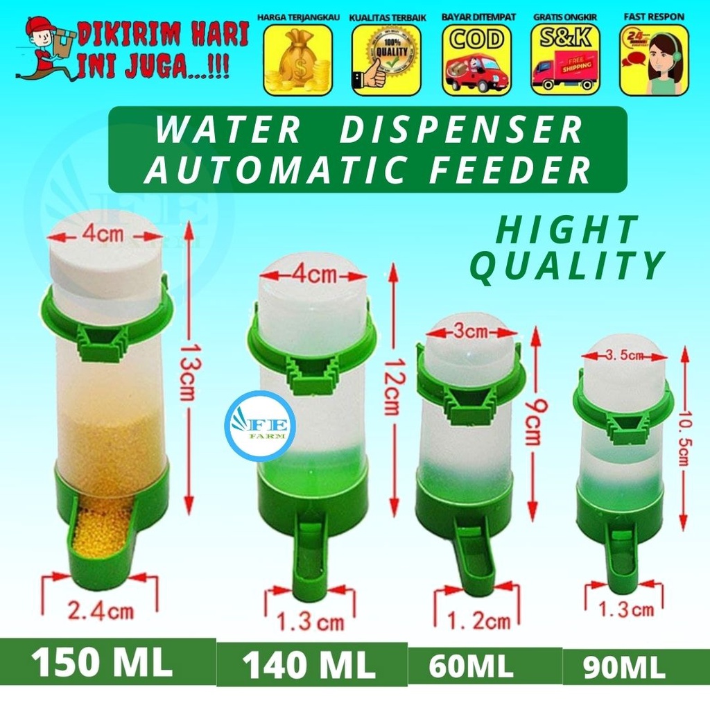 Tempat Makan Minum Otomatis Burung Hamster Glider Landak Mini  Air Mancur Minum Otomatis Cangkir Pemberi Makan Burung Anti Percikan FEFARM
