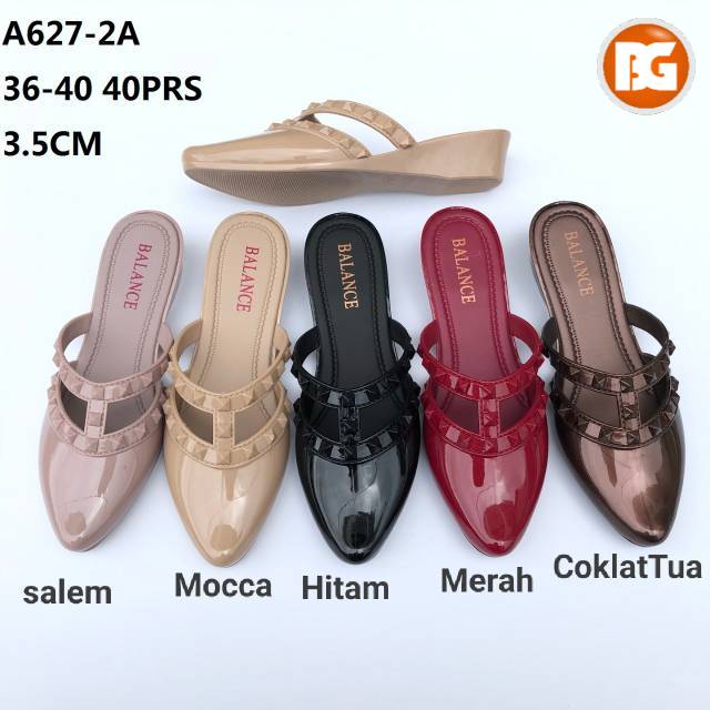 BLC-A627#2A(kilap) Sendal jelly wedges / SANDAL WANITA