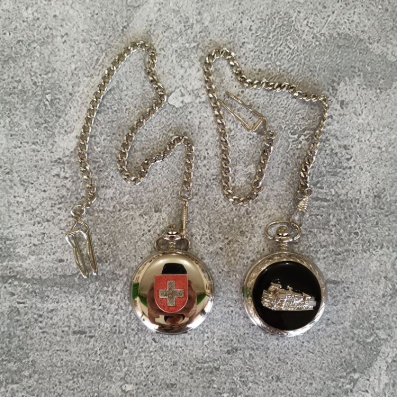 Jam Saku Klasik Vintage Retro kuno Silver Jam Kalung Classic Unik