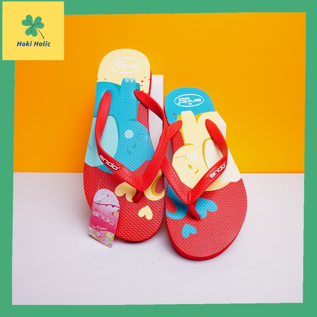 Ando Whisper - Sandal Jepit Wanita Lucu Terbaru - Motif Gajah dan Hati-3