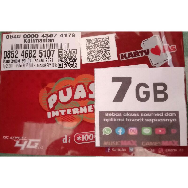 perdana telkomsel 7gb unlimited max