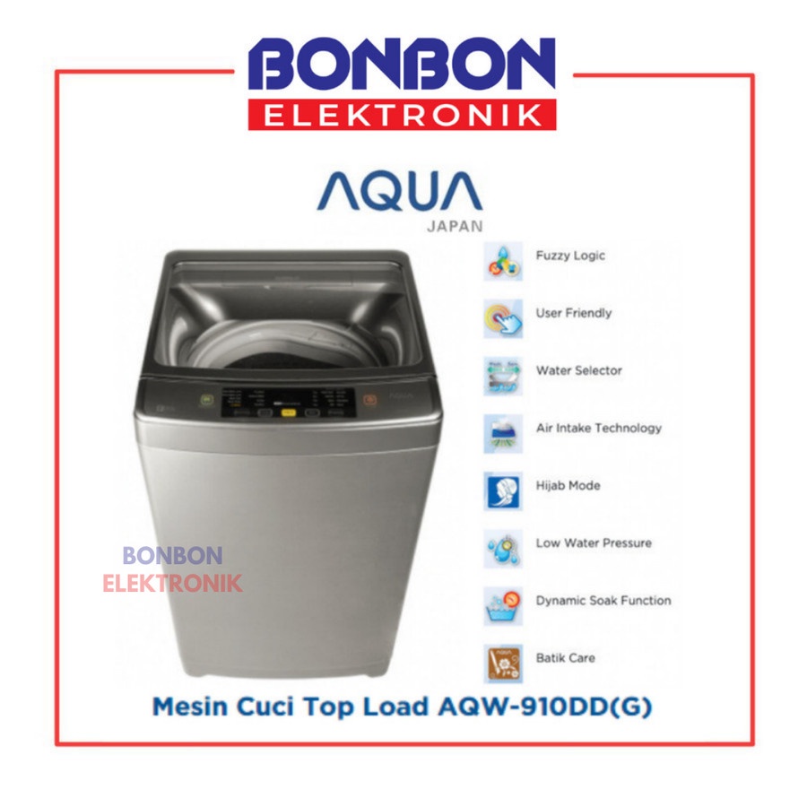 AQUA Mesin Cuci 1 Tabung 9KG AQW-910DD / AQW 910 DD / AQW910DD