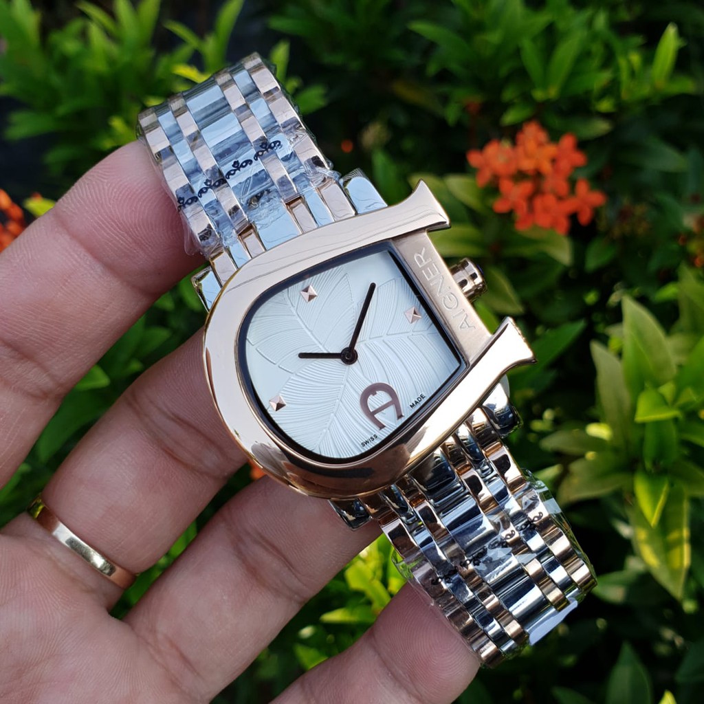 JAM TANGAN PRIA WANITA | RANTAI | KULIT | KARET | MURAH | WANITA AIGNER GENUA DUE STRAP STAINLESS + 