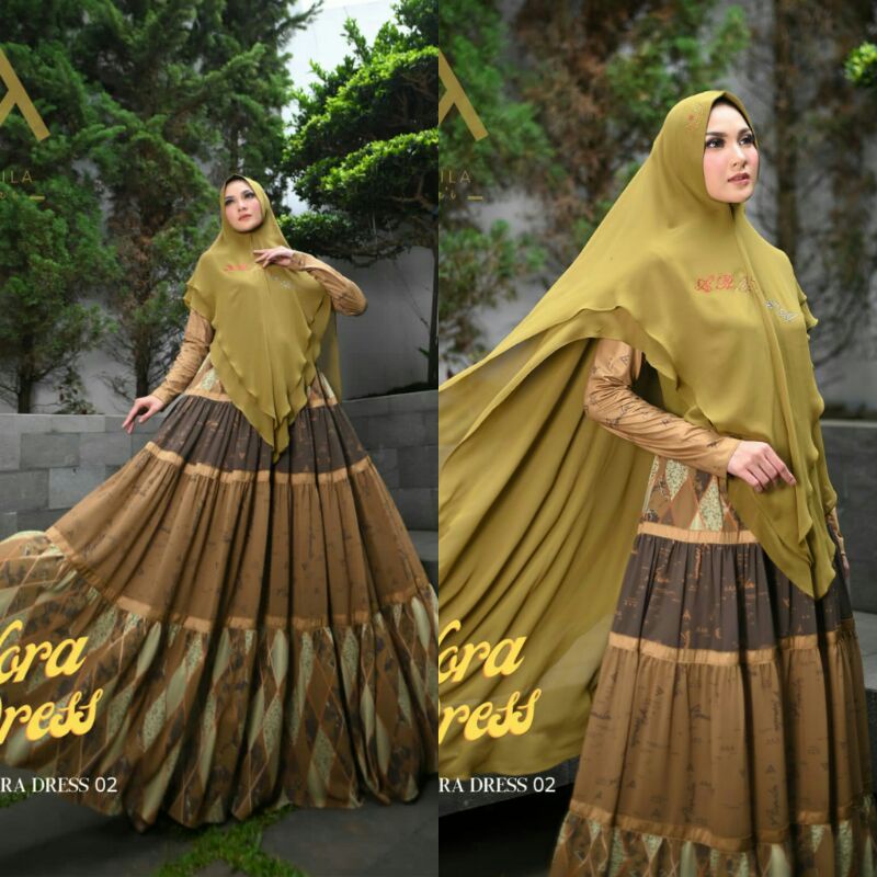 [ARMILA HIJAB SYARI] GAMIS SYARI TERBARU / DRESS SET PRINTING " NORA DRESS"  BY ARMILA HIJAB