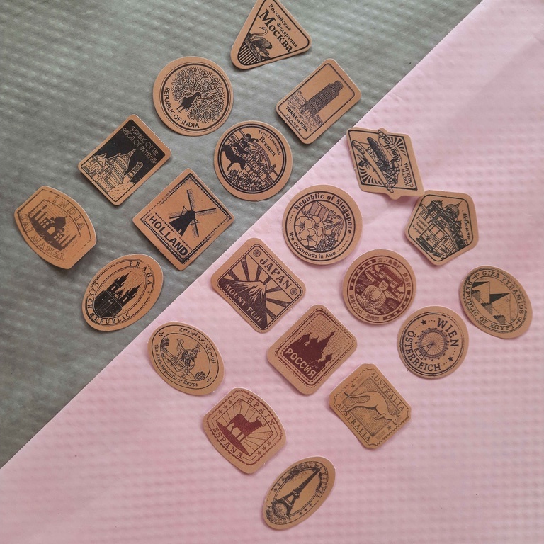 

5 Pcs Stiker Icon Negara Coklat Vintage Scrapbooking Jurnal Dekorasi